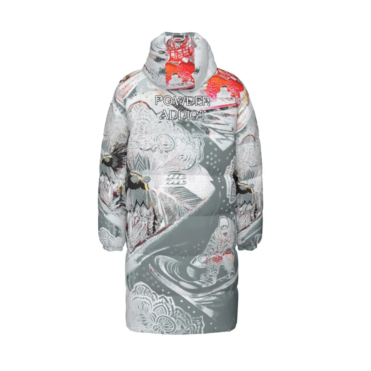 All-Over Print Unisex Long Down Jacket powder addict