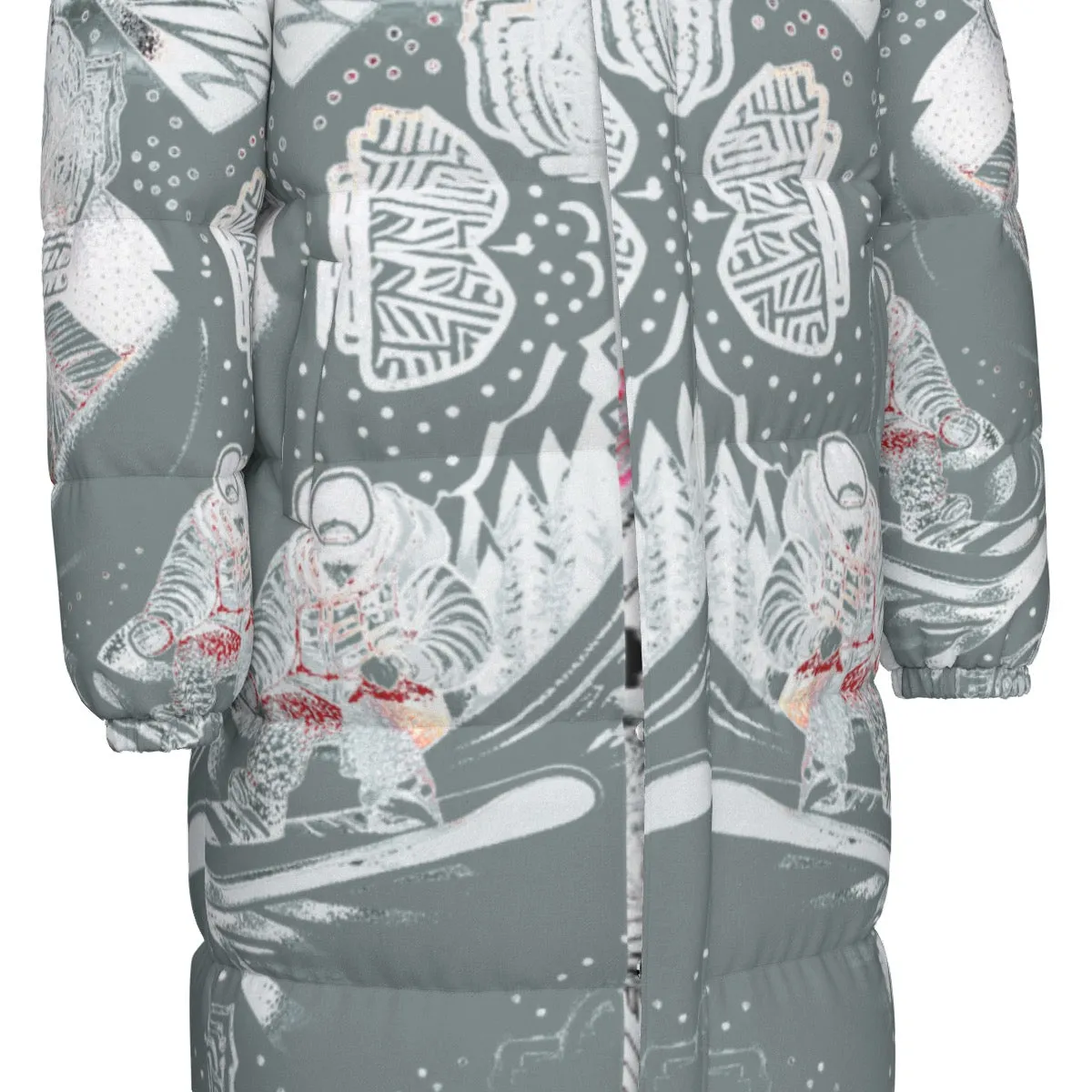 All-Over Print Unisex Long Down Jacket powder addict