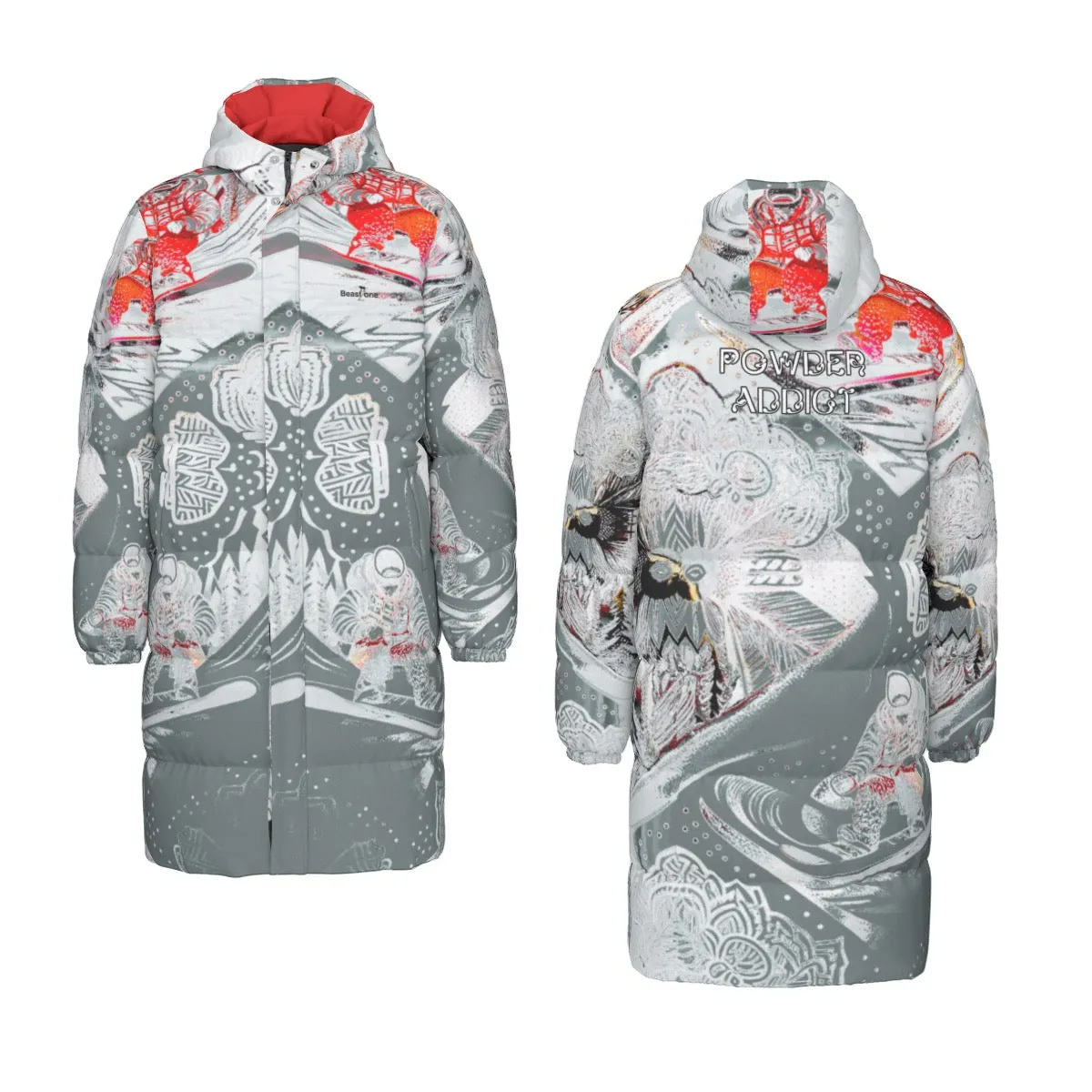 All-Over Print Unisex Long Down Jacket powder addict