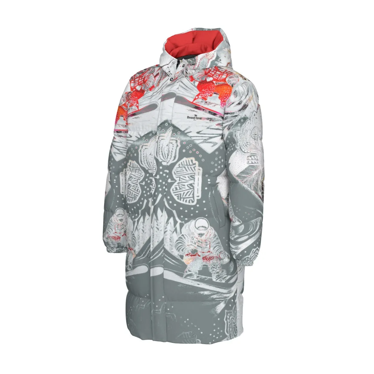 All-Over Print Unisex Long Down Jacket powder addict