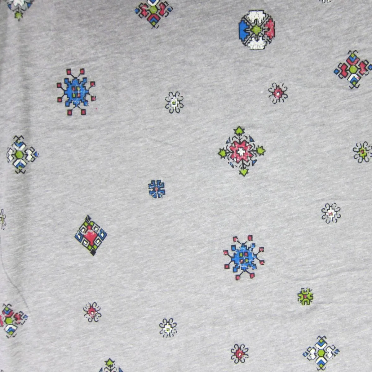 Aztecs on Gray Cotton/Poly Jersey Fabric