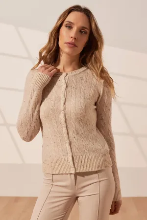 Beige Cashmere and Wool Amelia Women's Cardigan