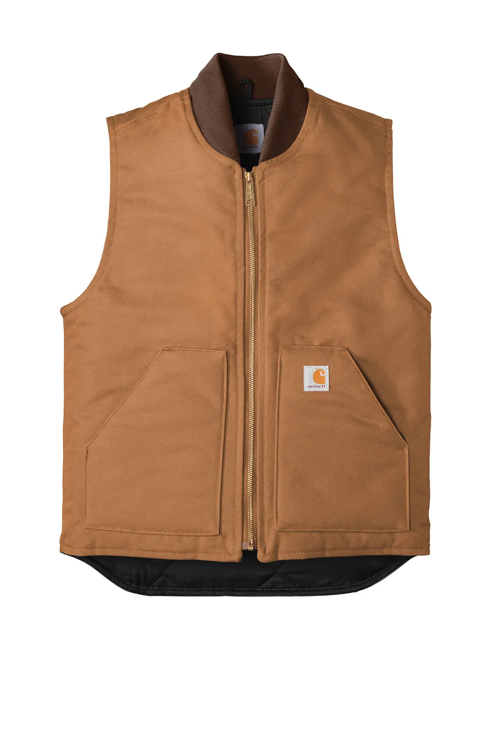 Carhartt Mens Wind & Water Resistant Duck Cloth Full Zip Vest - Carhartt Brown