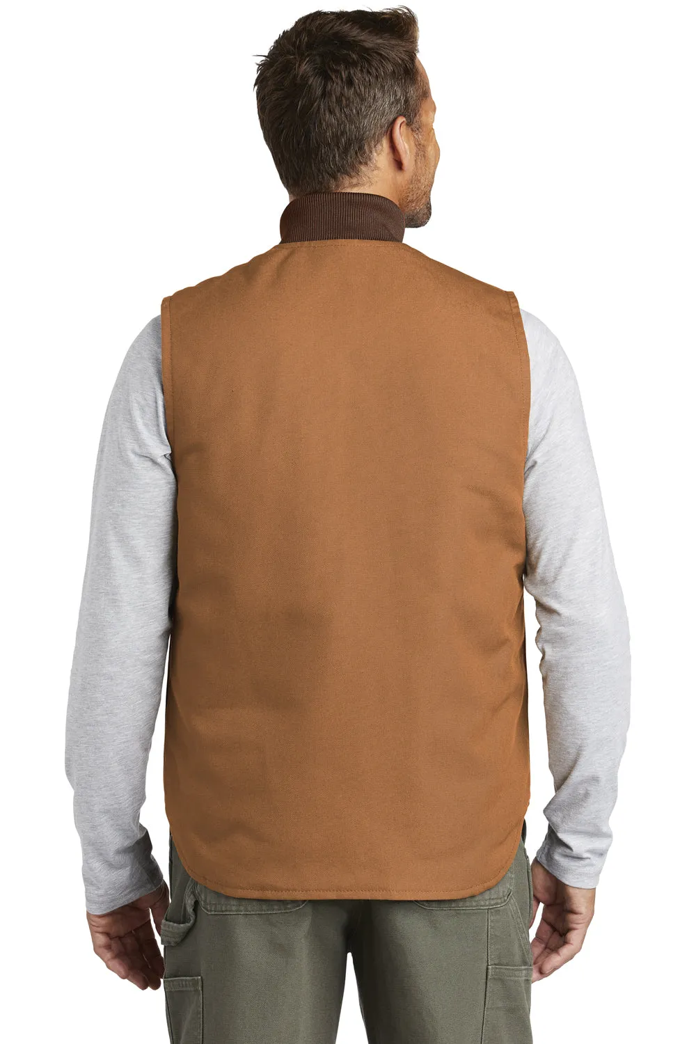 Carhartt Mens Wind & Water Resistant Duck Cloth Full Zip Vest - Carhartt Brown