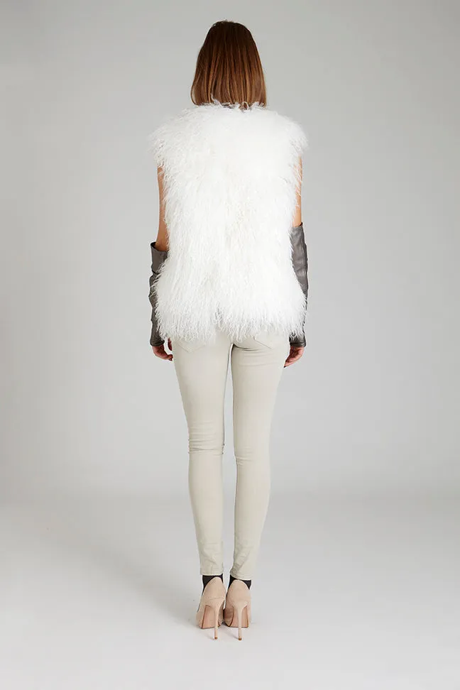 Cassie White Lamb Fur Vest