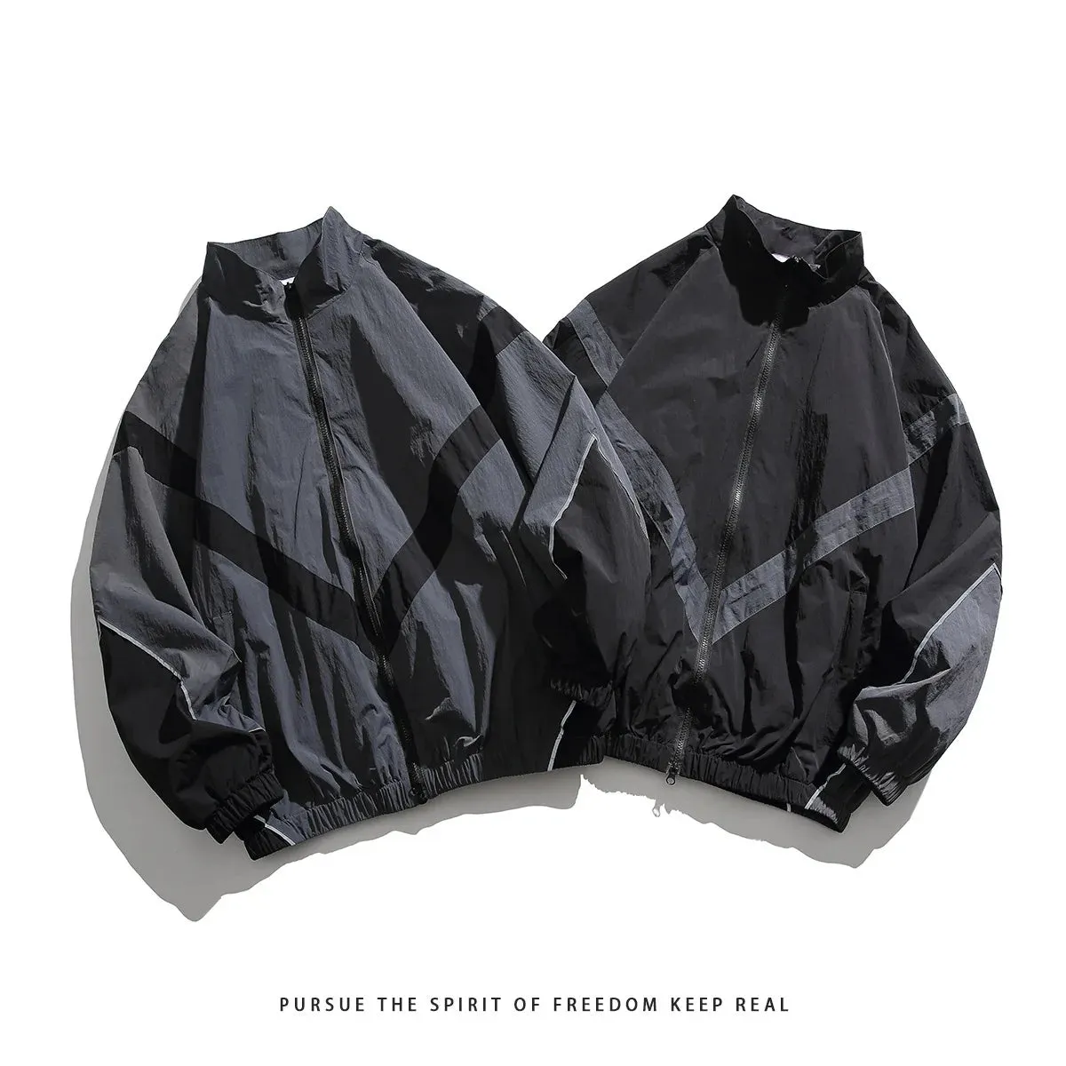 Chicmy-2024 Loose Korean Zipper Baseball Windbreaker Jacket Long Sleeve Outerwear  Men Women Fashion Windproof Bomber Jacket