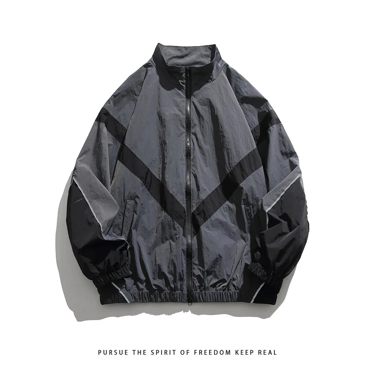 Chicmy-2024 Loose Korean Zipper Baseball Windbreaker Jacket Long Sleeve Outerwear  Men Women Fashion Windproof Bomber Jacket