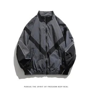 Chicmy-2024 Loose Korean Zipper Baseball Windbreaker Jacket Long Sleeve Outerwear  Men Women Fashion Windproof Bomber Jacket