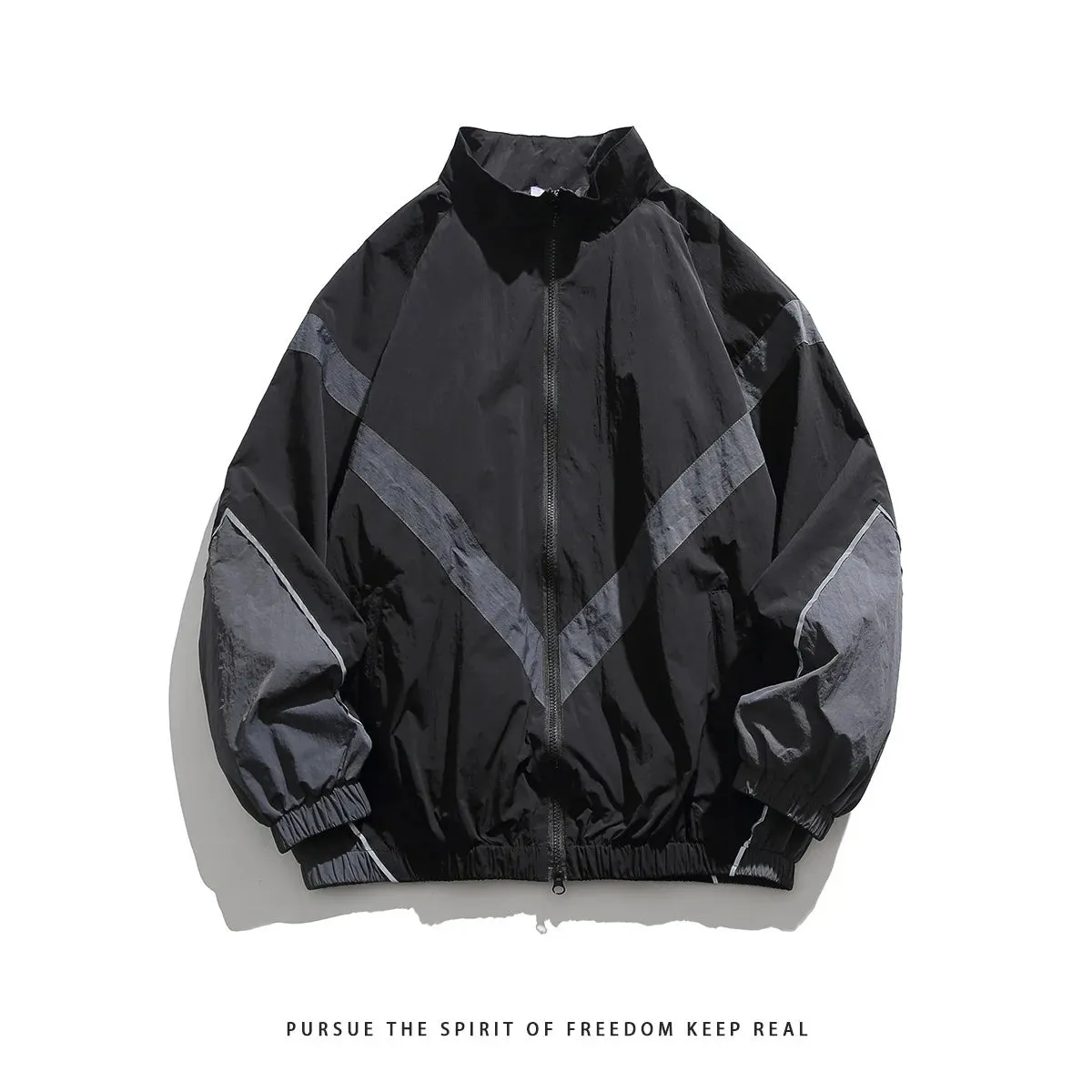 Chicmy-2024 Loose Korean Zipper Baseball Windbreaker Jacket Long Sleeve Outerwear  Men Women Fashion Windproof Bomber Jacket