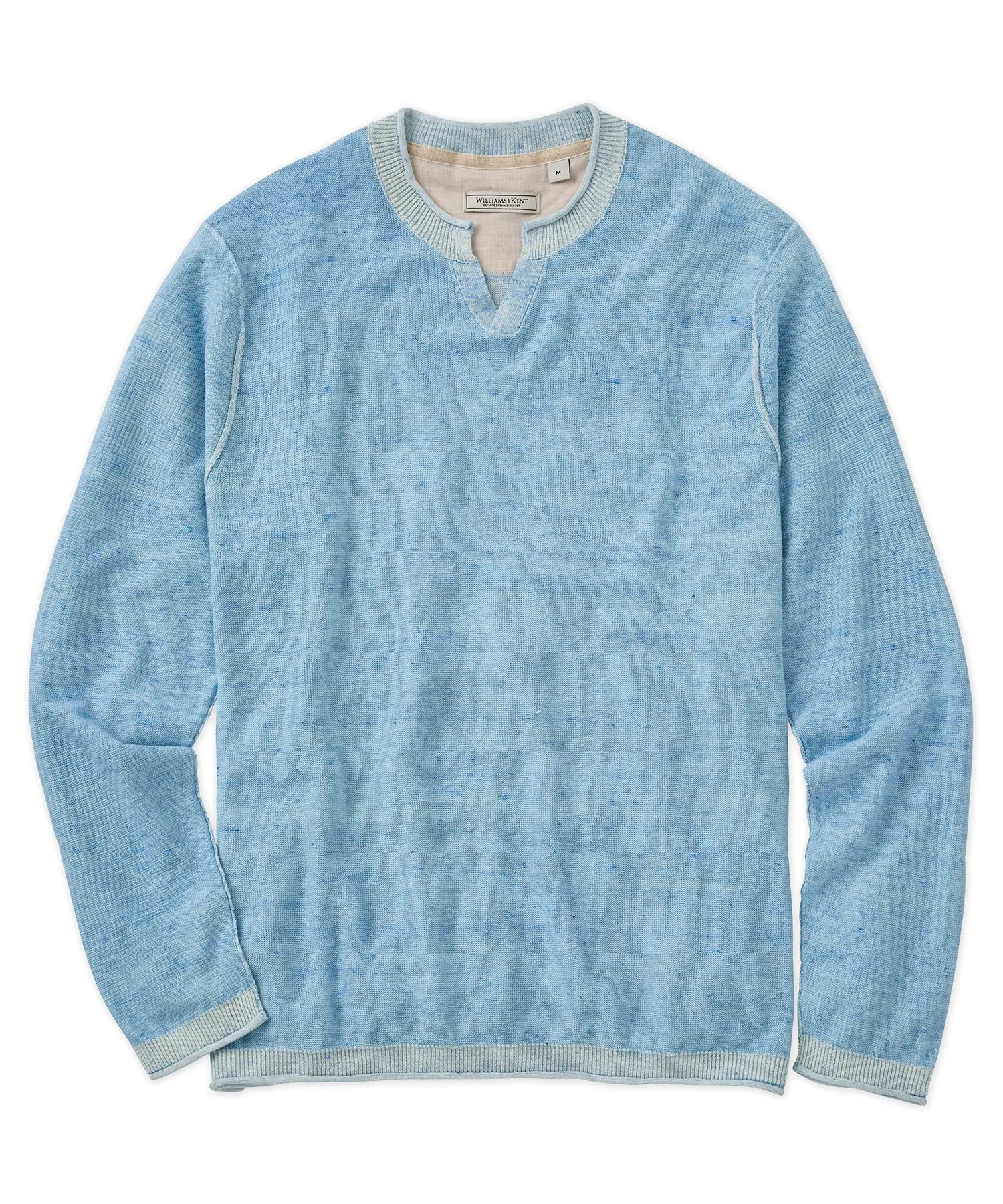 Cotton-Linen Notch Neck Sweater