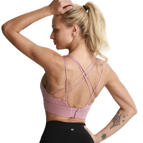 Fashionable Women's Shockproof Widen Hem Push Up Bra With Cross Straps For Yoga