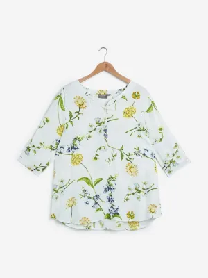 Gia Curves White Floral Patterned Top
