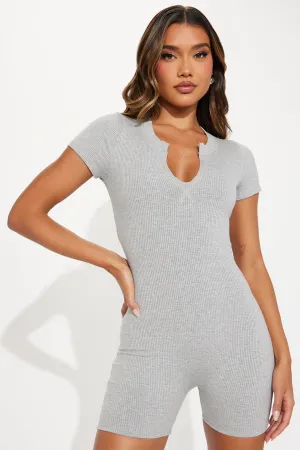 Halle Snatched Romper - Heather Grey