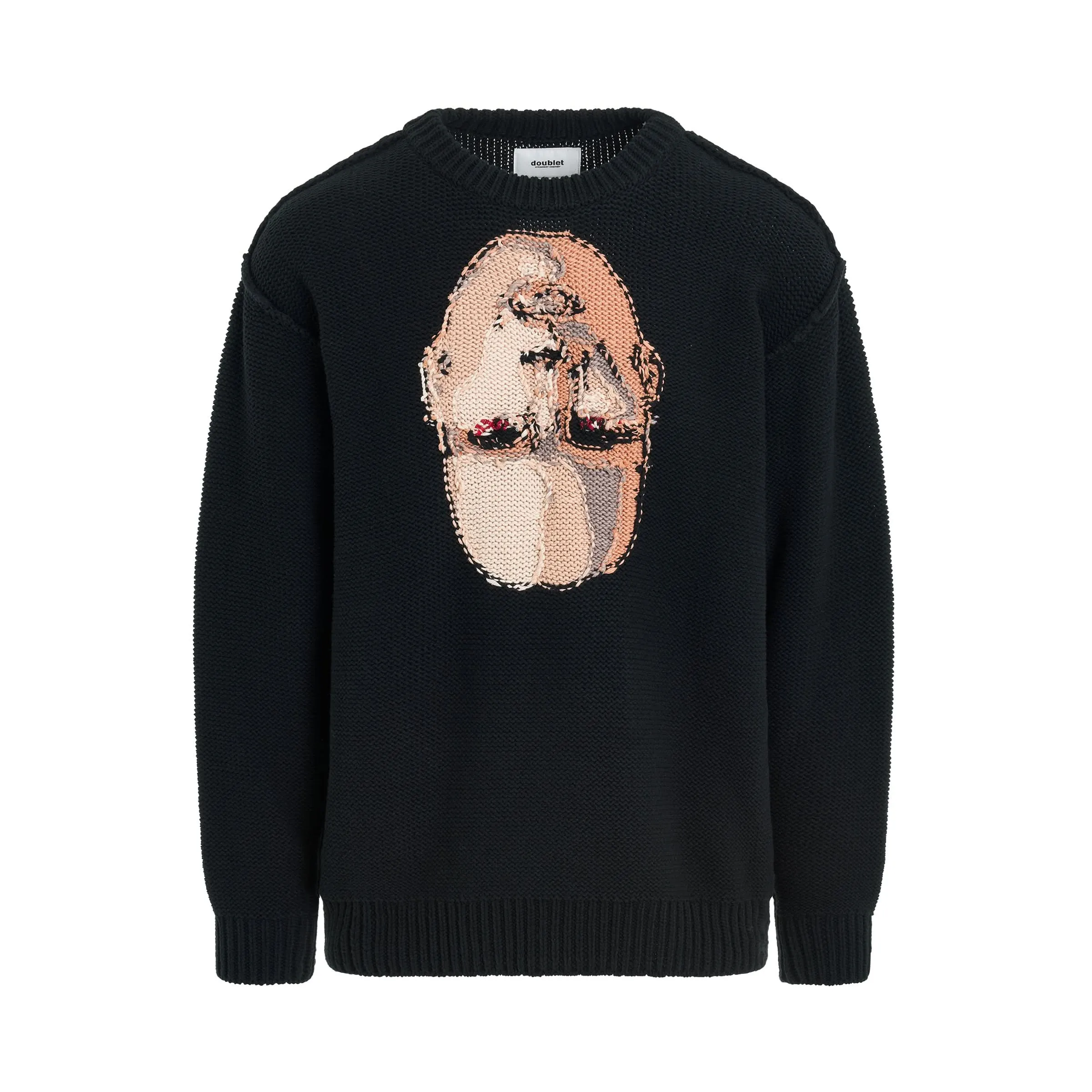 Hand-Knitting Jacquard Sweater in Black
