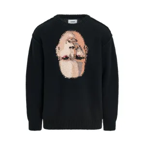 Hand-Knitting Jacquard Sweater in Black