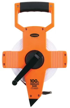 Keson OTR18100 Tape Measure, 100 ft L Blade, 1/2 in W Blade, Fiberglass Blade, ABS Case, Pumpkin Case :EA: QUANTITY: 1