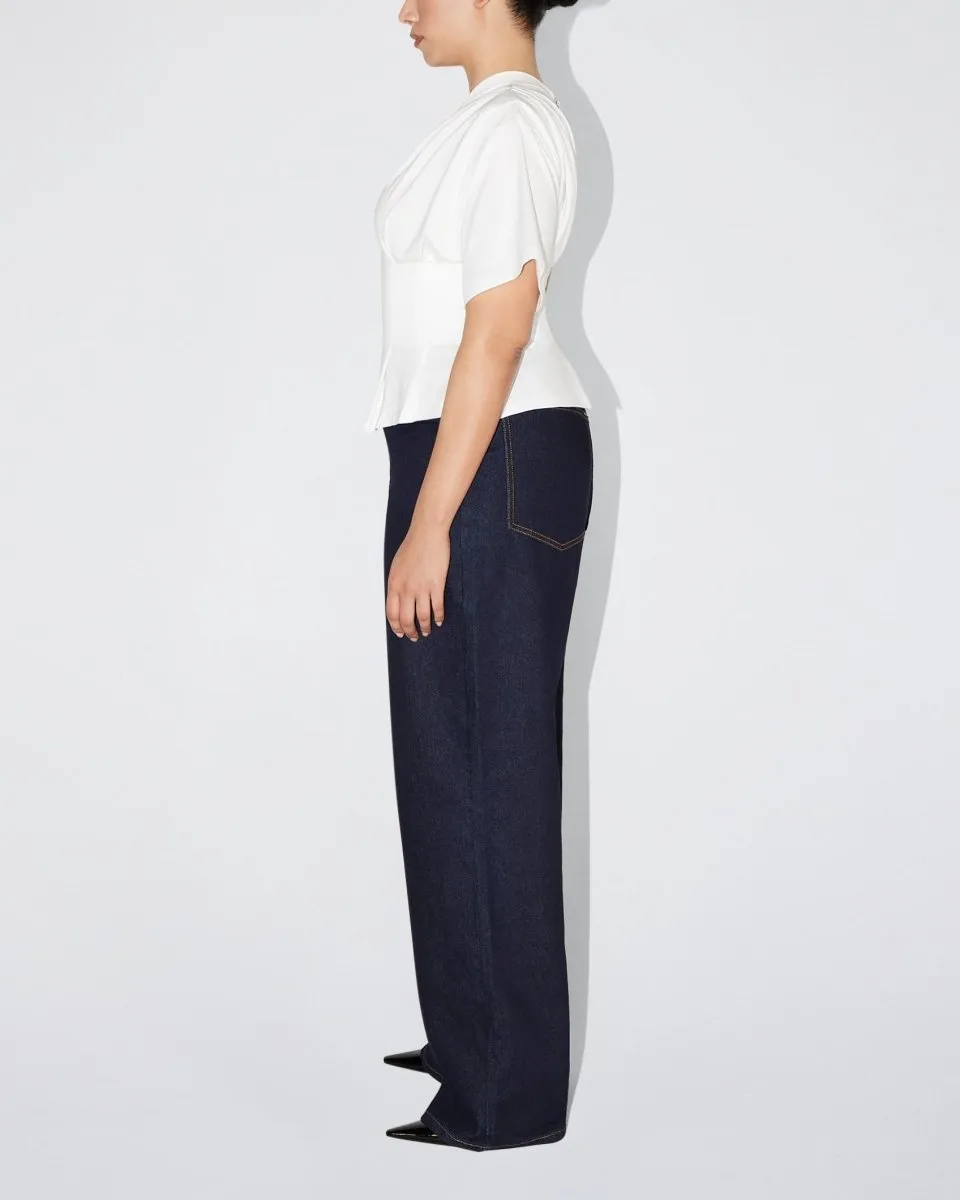 One Shoulder Cinching Tee | White