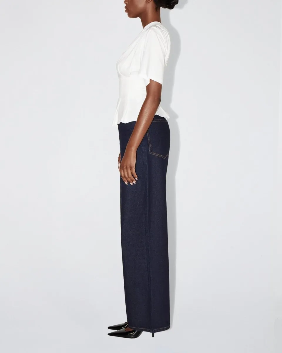 One Shoulder Cinching Tee | White