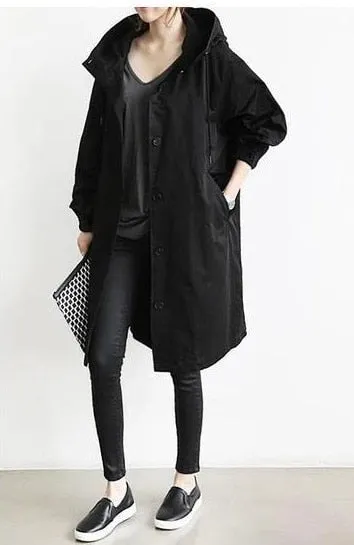 Purpdrank - Fashion Womens Trench Coats Hooded Long  Spring Autumn Windproof Lady Female Casual Clothes 8 Color Windbreaker Korean Style