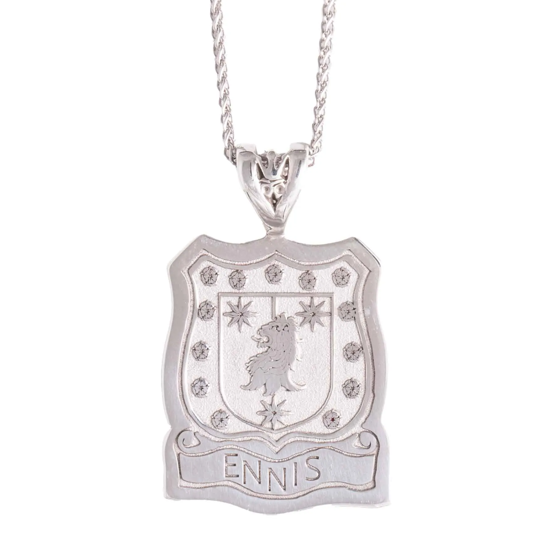Silver Florentine Shield Coat of Arms Necklace