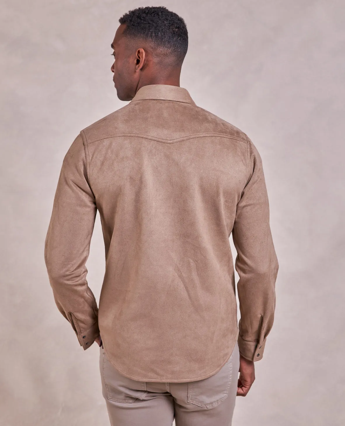 The Wyatt - Microsuede Shirt Jacket - Fawn