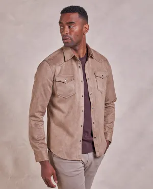 The Wyatt - Microsuede Shirt Jacket - Fawn