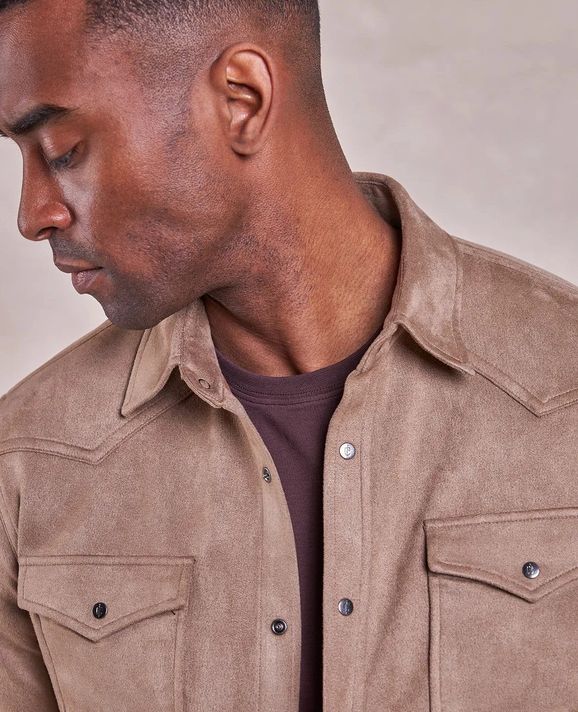 The Wyatt - Microsuede Shirt Jacket - Fawn