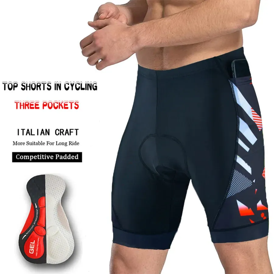 Three pocket Cycling Shorts Bike Tights Triathlon 5D Gel Padded Pro Lycra Bicycle Shorts Breathable Man Mountain Biking Shorts