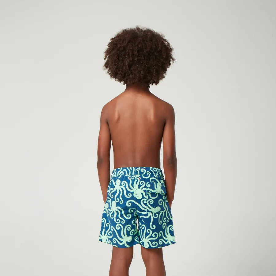 Tom & Teddy Octopus Boys Swim Shorts OCTNM-J - Navy/ Mint
