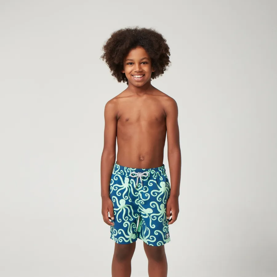 Tom & Teddy Octopus Boys Swim Shorts OCTNM-J - Navy/ Mint
