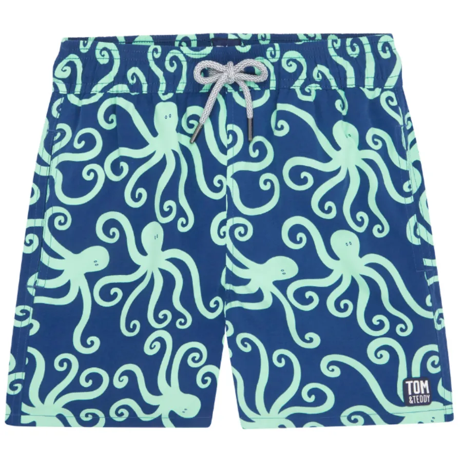 Tom & Teddy Octopus Boys Swim Shorts OCTNM-J - Navy/ Mint