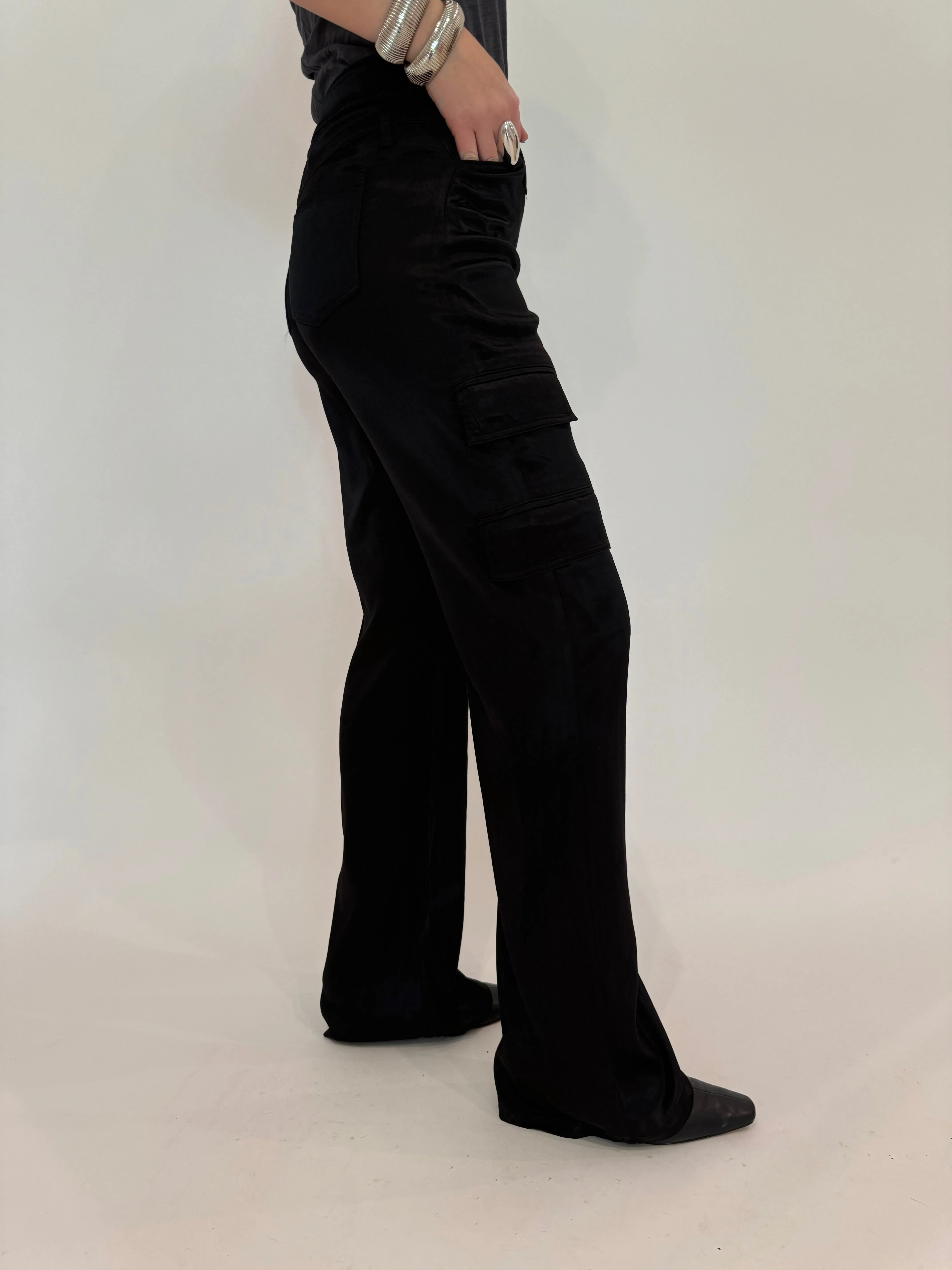 Zendaya Silky Cargo Pants - Black