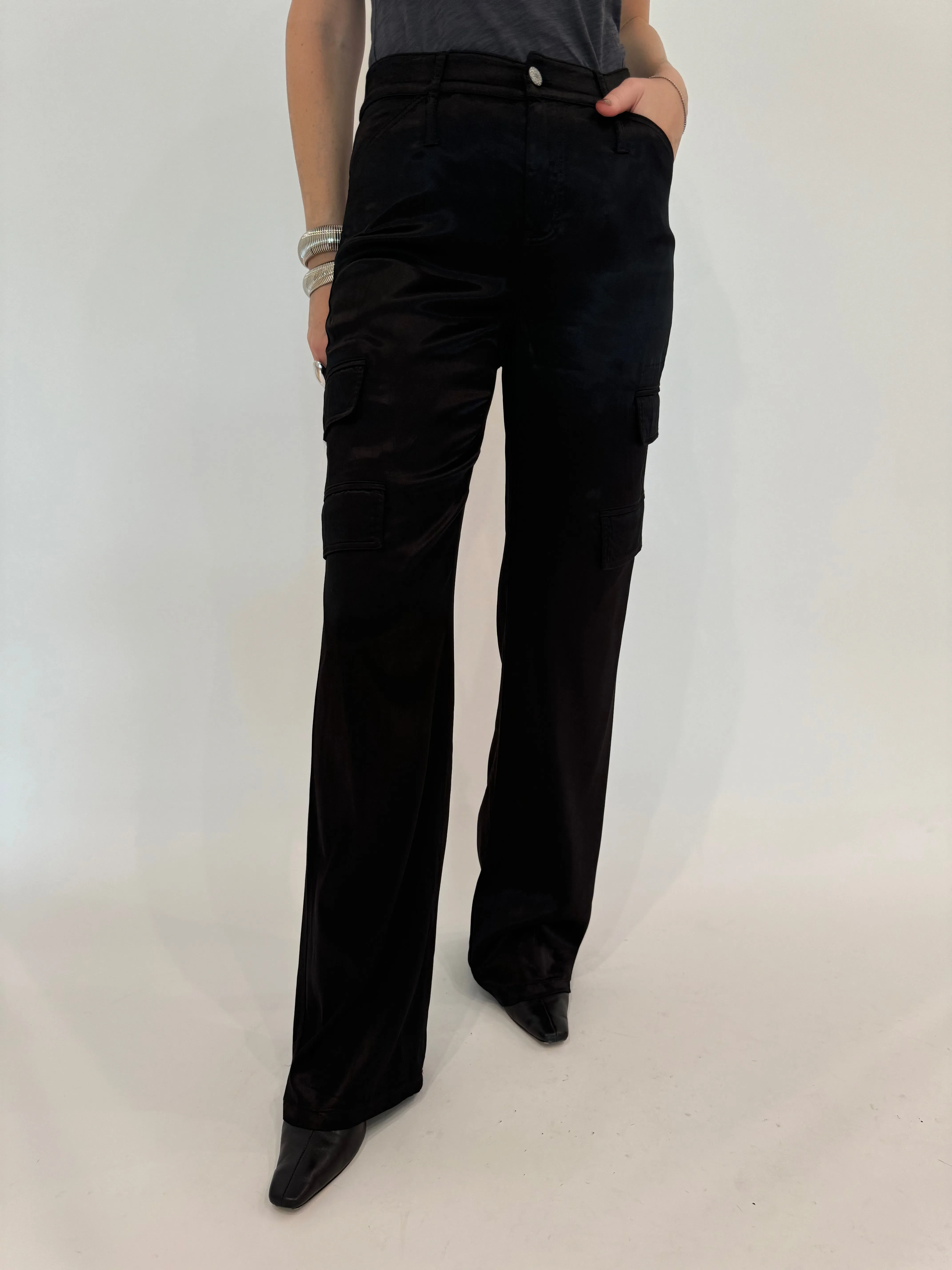 Zendaya Silky Cargo Pants - Black